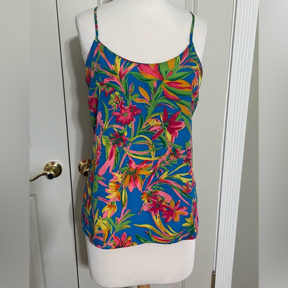 Jcrew Tropical Floral Tiki Bright Silk Racerback Camisole Tank Top Size 6